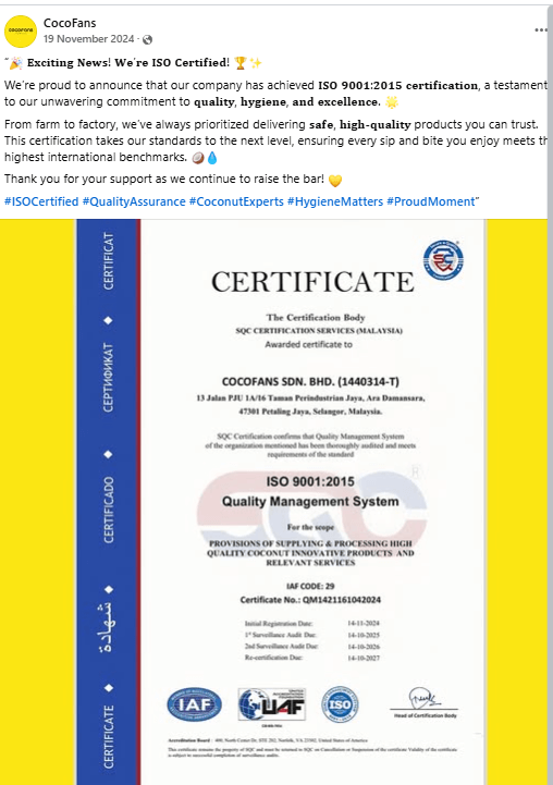 COCOFANS FAKE CERTIFICATE